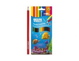 Pastelky barevné dřevo Ocean World trojhranné 12 ks v krabičce 9x20,5x1cm 12ks v krabici