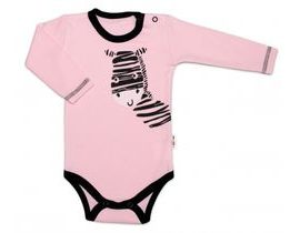 Baby Nellys Body dlouhý rukáv, růžové, Zebra, vel. 68