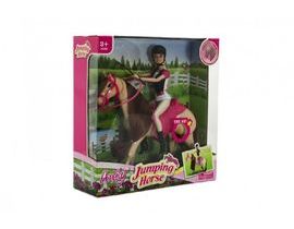 Kôň hýbajúce sa + bábika žokejka plast v krabici 35x36x11cm Cena za 1ks