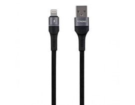 Kabel USB pro Lightning Foneng X79, LED, opletený, 3A, 1 m (černý)