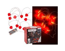 Světelný řetězec srdce s 10-LED, 6/18 hodinový časovač, 165 cm, pro 2 mignon baterie (AA) v plastové krabičce