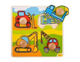 Bigjigs Toys Vkládací puzzle stavební stroje