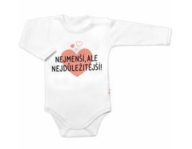 Body dlouhý rukáv, Nejmenší, ale nejdůležitější, Baby Nellys, bílé, vel. 86