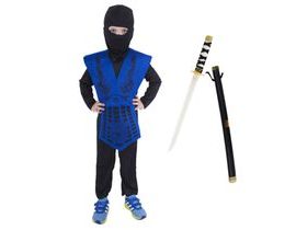 Dětský kostým Ninja modrý s katanou 116-128 M