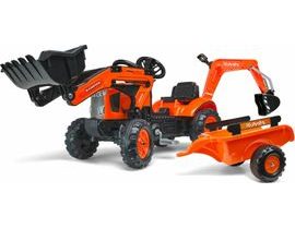 Falk šlapací traktor 2065N Kubota backhoe s předním bagrem a přívěsem s otočným bagrem