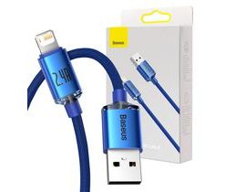 Baseus Crystal Shine kabel USB na Lightning, 2,4A, 1,2m (modrý)