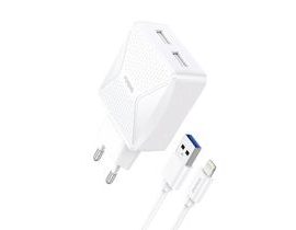 Foneng EU35 2x USB nástěnná nabíječka + USB to Lightning 2,4A kabel (bílý)