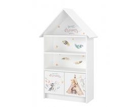 Dřevěná knihovna/skříň na hračky Domeček, Sweet Dreams - bílá
