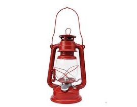 Petrolejová lampa kov 25 cm červená