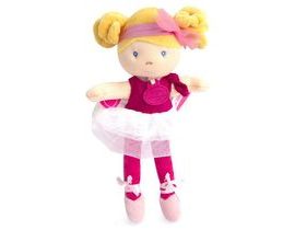 Doudou Jolijou Panenka mini baletka "Les Tutus" 23 cm tmavě růžové šaty