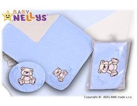 Baby Nellys Deka/dečka froté/velur - Medvídek Teddy Bear - sv. modrá