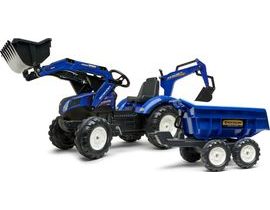 FALK Šlapací traktor 3090W New Holland T8 s nakladačem, rypadlem a maxi vlečkou