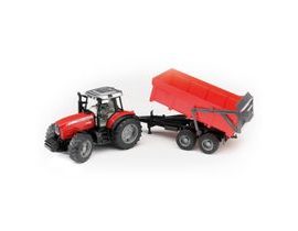 Bruder Traktor MASSEY FERGUSON se sklopným vozem červený