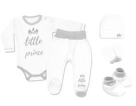 Baby Nellys 5-ti dílná soupravička do porodnice Little Prince - bílá