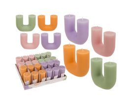 U tvar svíčka, se 2 knoty, pastelové, 4 barevně rozličné (fialová, růžová, meruňková, aloe), 420g