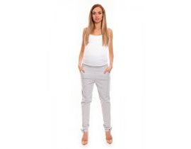 Be MaaMaa Těhotenské, bavlněné kalhoty/tepláky s pružným pásem - šedé