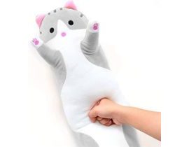 Plyšová kočka pro děti dlouhá - 50 cm šedá