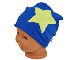 Bavlněná čepička Stars Baby Nellys ® - tm. modrá
