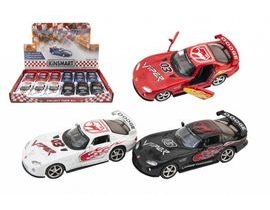 Auto Kinsmart Dodge Viper GTS-R 1:36 12,5cm kov/plast 4 barvy na zpětné natažení 12ks v boxu