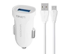 Nabíječka do auta LDNIO DL-C17, 1x USB, 12W + kabel Micro USB (bílá)