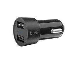 LED nabíječka do auta Budi, 2x USB, 3,4A (černá)