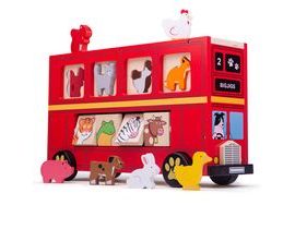 Bigjigs Toys Dřevěný autobus se zvířátky