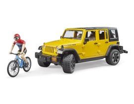 Bruder Jeep Wrangler Rubicon s cyklistou a kolem