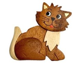 Dvěděti Dřevěná magnetka velká Kočka