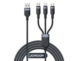 Kabel USB Multi-Use Joyroom S-1T3018A18 3w1 / 3,5A / 0,3m (černý)