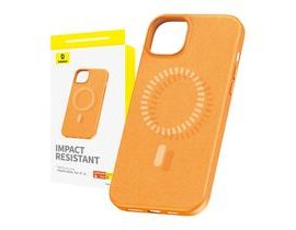 Magnetické pouzdro pro iPhone 15 Baseus Fauxther Series (oranžové)
