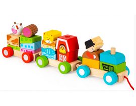 Dřevěný vláček na šňůrku - Farma, Eco Toys