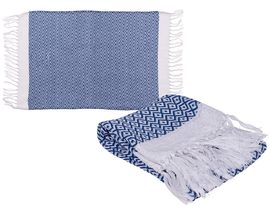 Modrá a biela prémiová uterák Fouta (na saunu a pláž)
