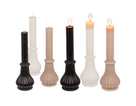 Klasická svíčka s voskovou základnou, chic, černá, světle hnědá, bílá, 320g