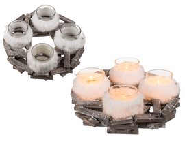 Advent Veniec vyrobený z dreva so 4 sklenenými sviečkami