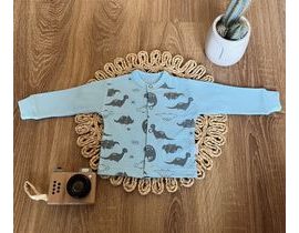 Novorozenecká bavlněná košilka, kabátek, Mamatti, Dino park - modrá s potiskem