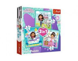 Puzzle 3v1 Gabbyiny aktivity/Gabby´s Dollhouse 20x19,5cm v krabici 28x28x6cm