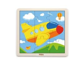 Dřevěné puzzle 9 dílků - letadlo