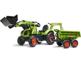 FALK šlapací traktor 2070W Claas backhoe s přední a zadní lžící a přívěsem