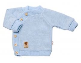 Dětský pletený svetřík s knoflíčky, zap. bokem, Hand Made Baby Nellys, modrý, vel. 68/74