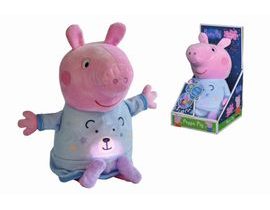 Peppa Pig 2v1 plyšový usínáček hrající + světlo, modrý, 25 cm