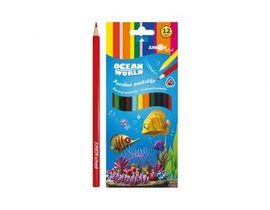 Pastelky barevné dřevo Ocean World trojhranné 12 ks v krabičce 9x20,5x1cm 12ks v krab