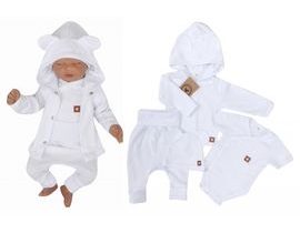 Novorozenecká sada 4D, body kr. rukáv, tepláčky, kabátek a čepička Z&amp;Z, bílá, vel. 62