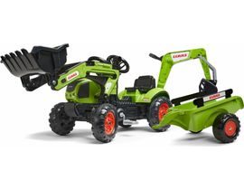 AKCE - FALK Šlapací traktor 2040N Claas Arion 410 s nakladačem, rypadlem a vlečkou