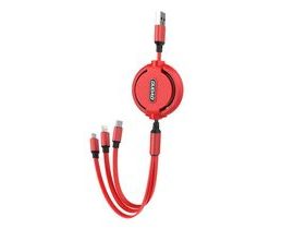 Kabel USB Dudao L8H 3v1 USB-C / Lightning / Micro 2,4A, 1,1 m (červený)