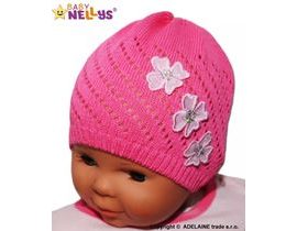 Háčkovaná čepička Kytičky Baby Nellys ® - tm. růžová