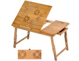 tectake 401655 stolek na notebook do postele 55x35x29cm skládací sklonitelný výškově stavitelný - hnědá hnědá dřevo
