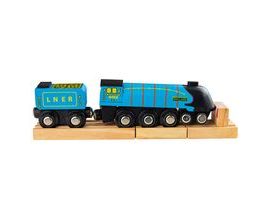 Bigjigs Rail Dřevěná replika lokomotivy Mallard + 3 koleje