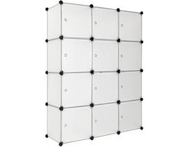 tectake 401577 variabilní regálový systém s 12 boxy s dvířky 112x37x148cm