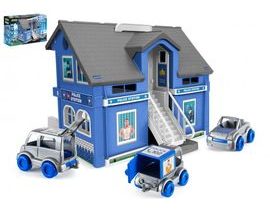 Play House - Policejní stanice plast + 3ks auta + 1ks helikoptéra v krabici 59x39x15cm