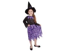 Dětský kostým čarodějnice/Halloween s netopýry a kloboukem (M) e-obal